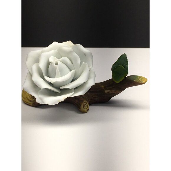 Vintage Porcelain White Rose on Branch Figurine Collectible Home Decor - Picture 7 of 12
